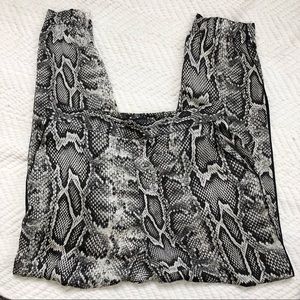 Zara Grey Black White Python Snake Pants, Medium